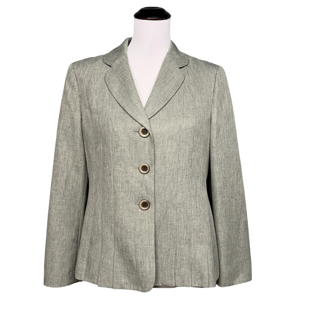 Le Suit Petite Blazer Jacket Women 12P Sage Green 3-Button Business Officecore